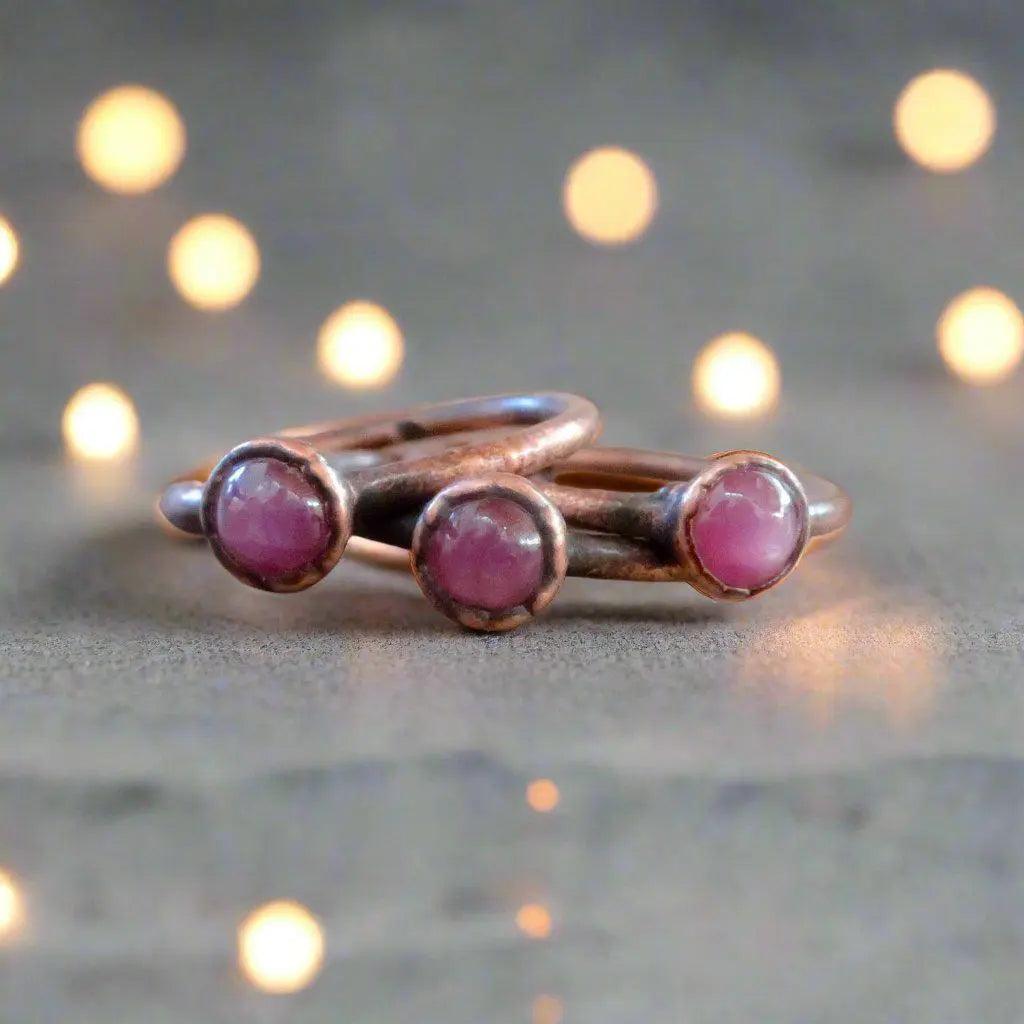 Pink Sapphire Stackable Ring in Copper for Self-Love - Blackbird & Sage Jewelry