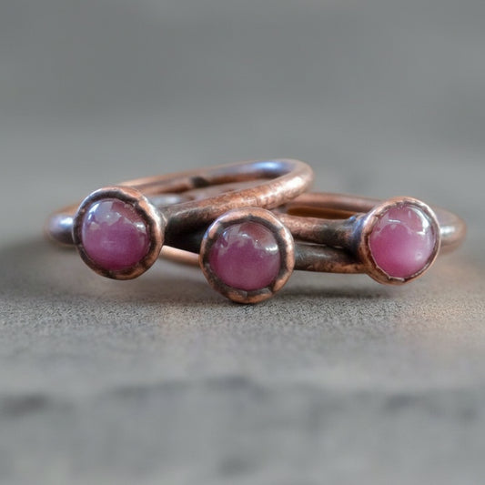 Pink Sapphire Stackable Ring in Copper for Self-Love - Blackbird & Sage Jewelry