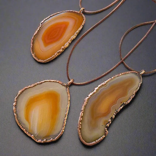 Red Agate Slice Necklace | Handmade Boho Copper Jewelry - Blackbird & Sage Jewelry