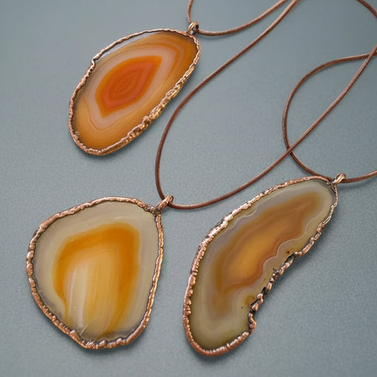 Red Agate Slice Necklace | Handmade Boho Copper Jewelry - Blackbird & Sage Jewelry