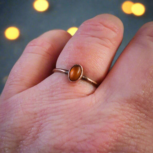 Artisan Crafted Genuine Amber Ring in Copper Design - Blackbird & Sage Jewelry