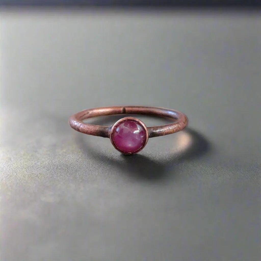 Pink Sapphire Stackable Ring in Copper for Self-Love - Blackbird & Sage Jewelry
