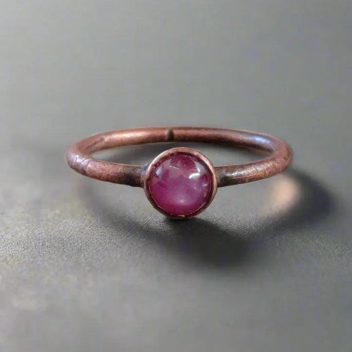 Pink Sapphire Stackable Ring in Copper for Self-Love - Blackbird & Sage Jewelry