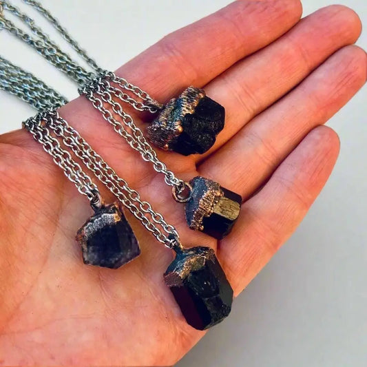Raw Black Tourmaline Mens Necklace for Grounding - Blackbird & Sage Jewelry