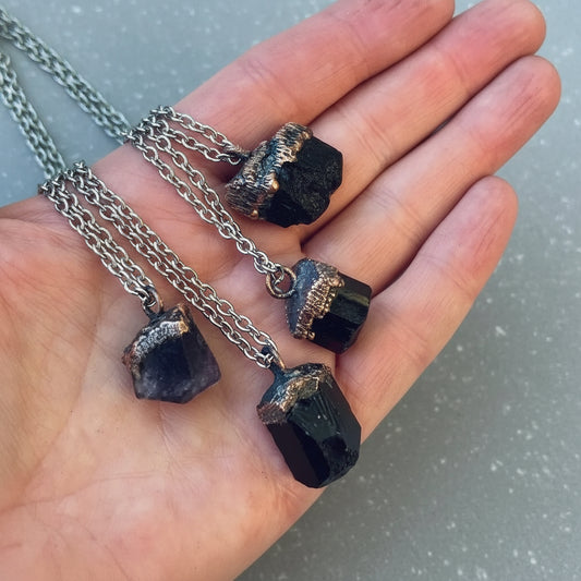 Raw Black Tourmaline Mens Necklace for Grounding - Blackbird & Sage Jewelry