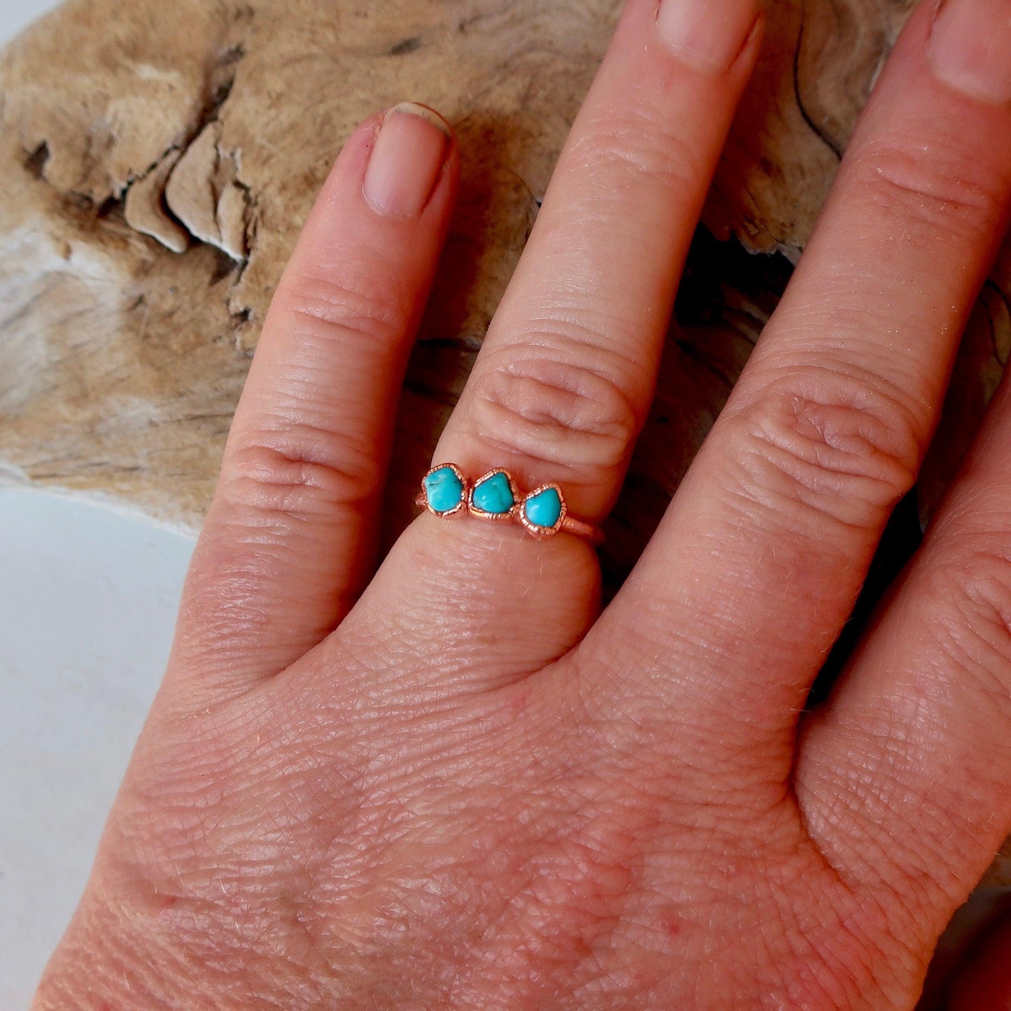 Raw Sonoran Turquoise Multistone Ring for Spiritual Healing - Blackbird & Sage Jewelry