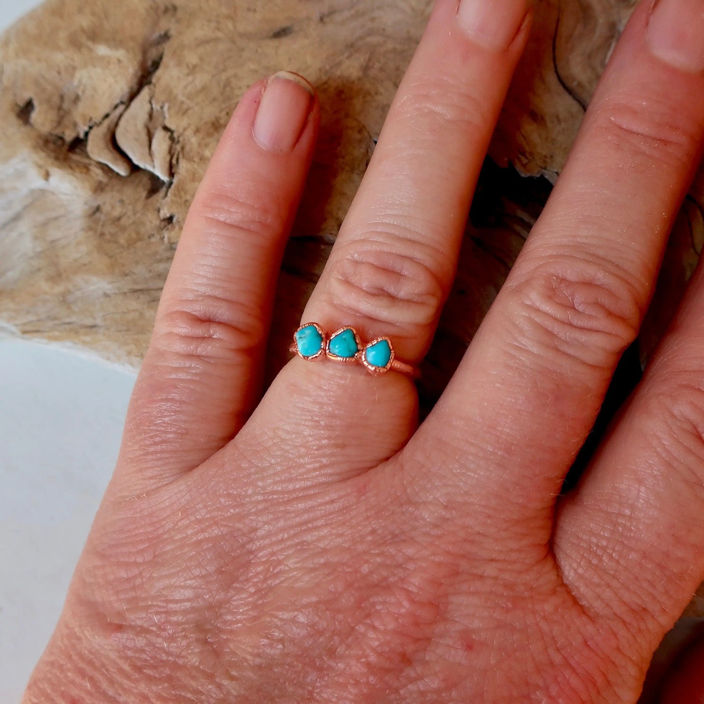 Raw Sonoran Turquoise Multistone Ring for Spiritual Healing - Blackbird & Sage Jewelry