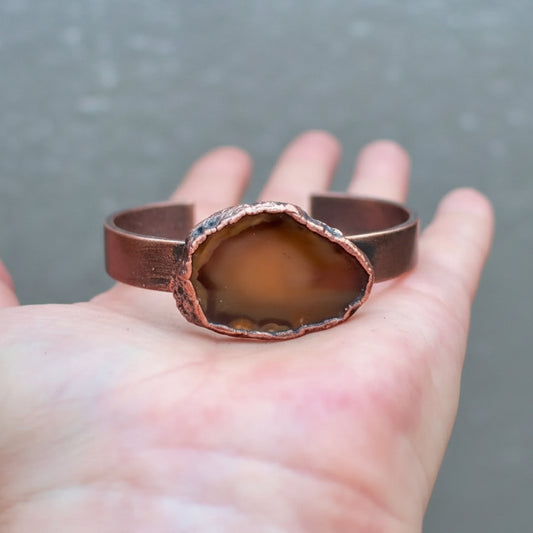 Handcrafted Copper Agate Slice Cuff Bracelet for Balance Blackbird & Sage Studio