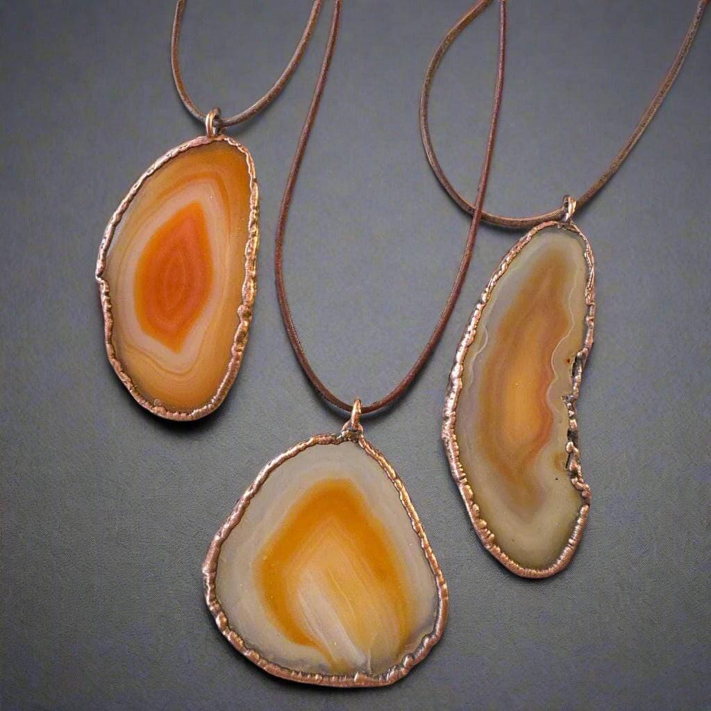 Red Agate Slice Necklace | Handmade Boho Copper Jewelry - Blackbird & Sage Jewelry