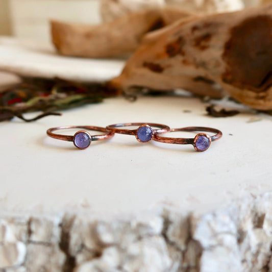 Dainty Tanzanite Stacking Ring for Women in Copper Elegance - Blackbird & Sage Jewelry