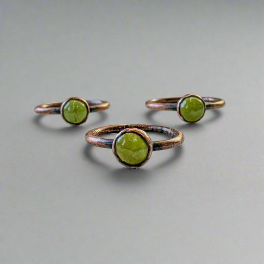 Handmade Peridot Ring in Electroformed Copper for Healing - Blackbird & Sage Jewelry