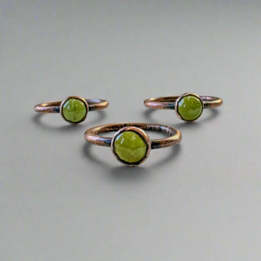 Handmade Peridot Ring in Electroformed Copper for Healing - Blackbird & Sage Jewelry