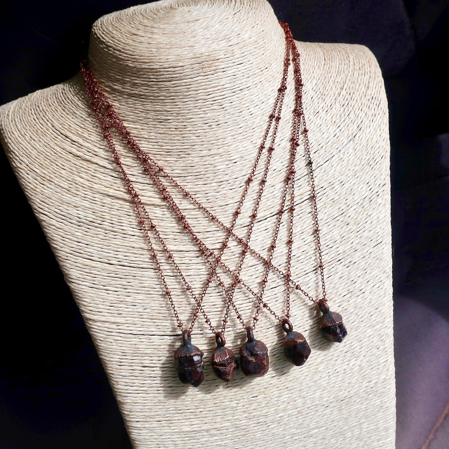 Raw Dodecahedral Garnet Copper Necklace for January Birthstone - Blackbird & Sage Jewelry