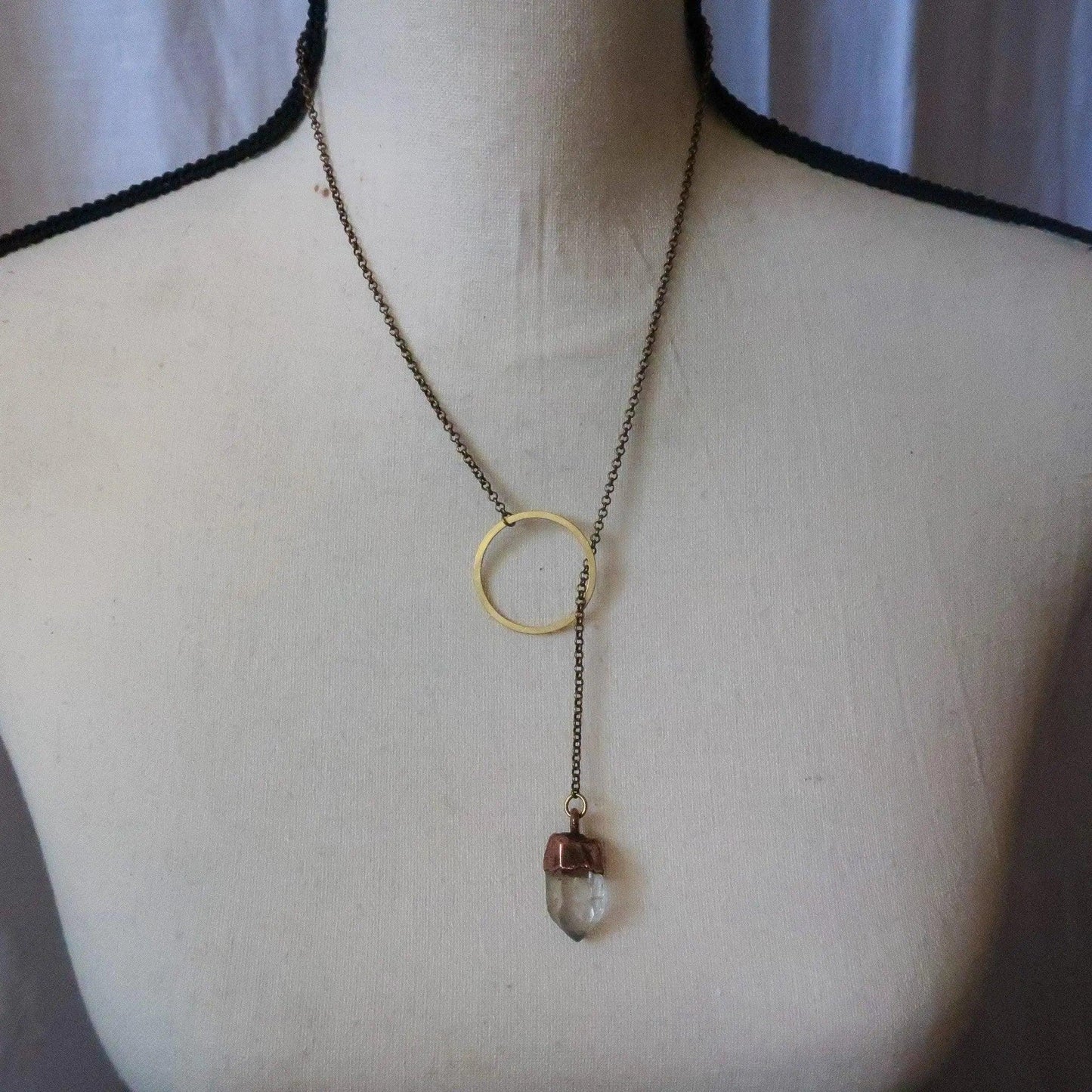 Raw Quartz Boho Lariat Necklace for Spiritual Growth - Blackbird & Sage Jewelry