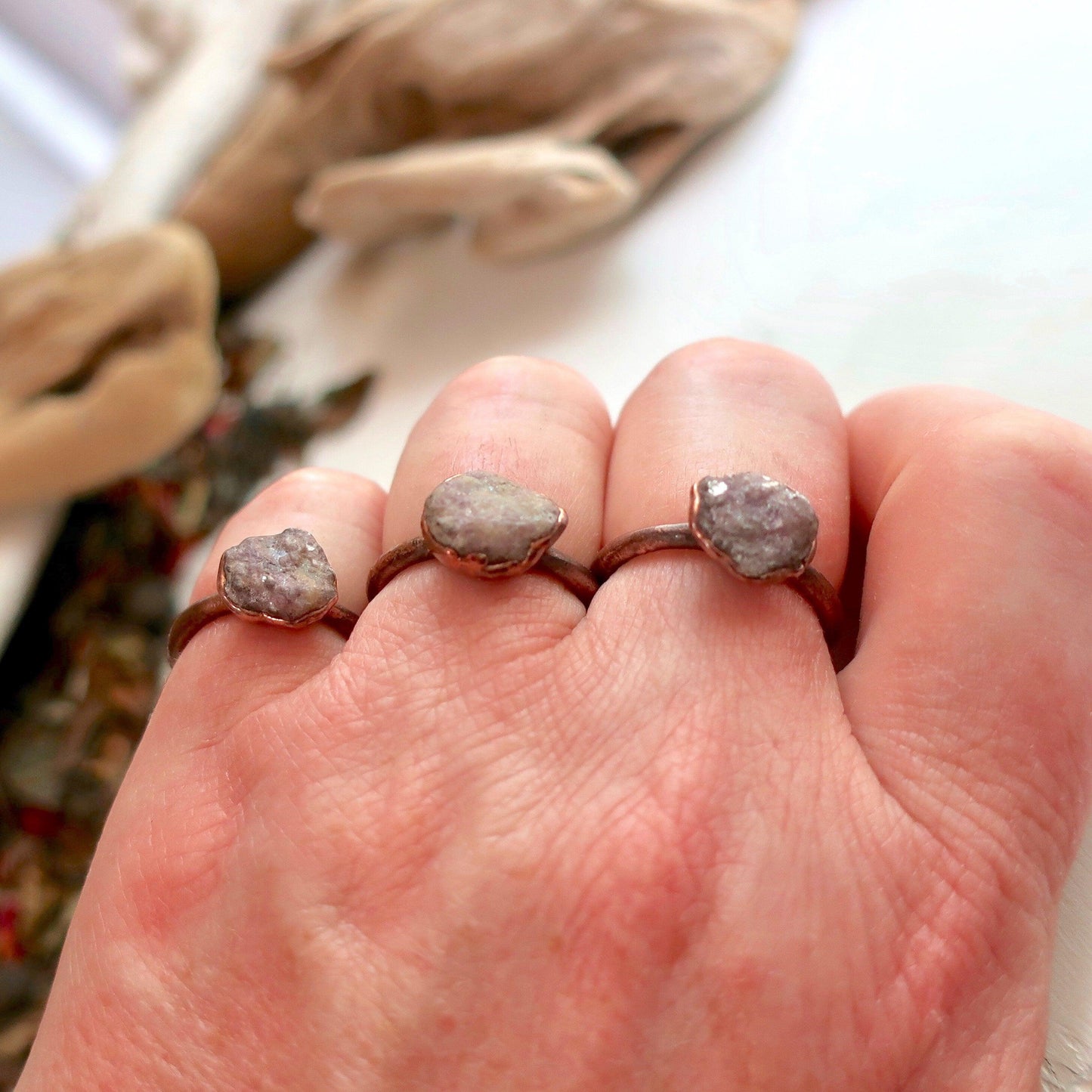 Raw Lepidolite Ring for Stress Relief and Calm Energy - Blackbird & Sage Jewelry