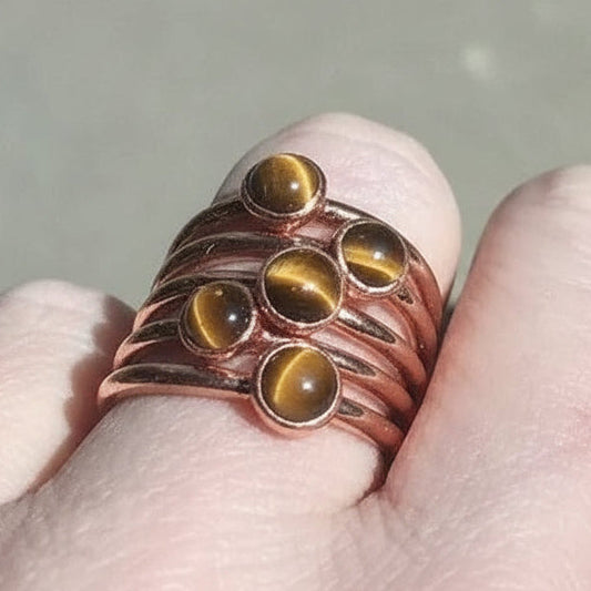 Handmade Copper Tiger's Eye Stacking Ring for Clarity - Blackbird & Sage Jewelry