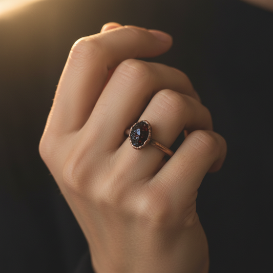 Garnet Ring Worn