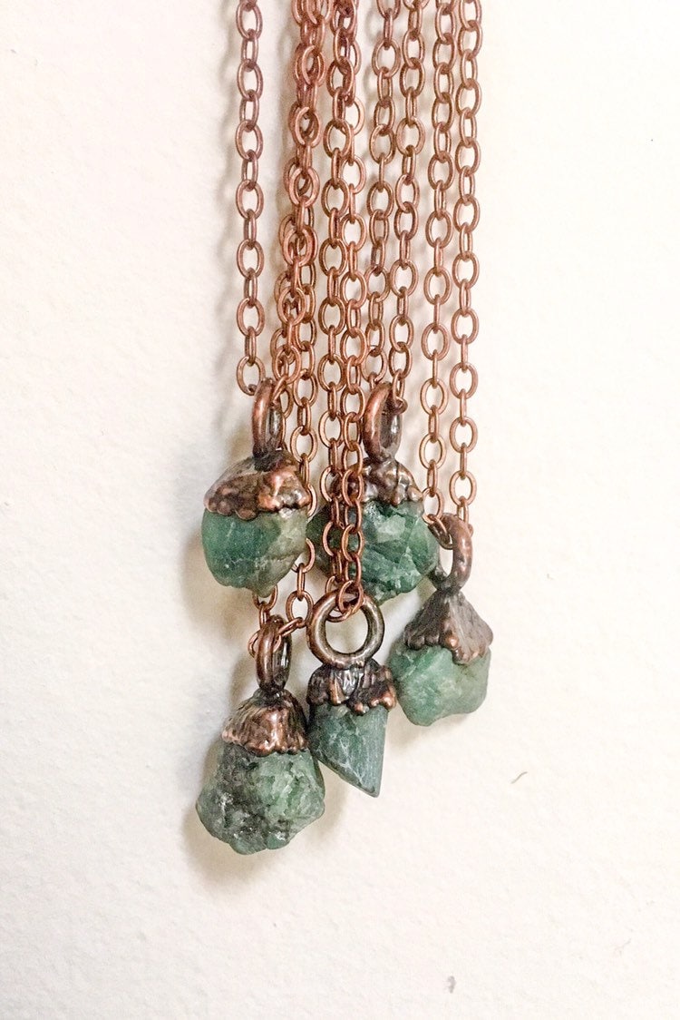 Raw Emerald Birthstone Pendant May Birthstone Jewelry Raw Layered Necklace Boho Necklace Jewelry Gift for HerBohemian Jewelry Blackbird & Sage Jewelry