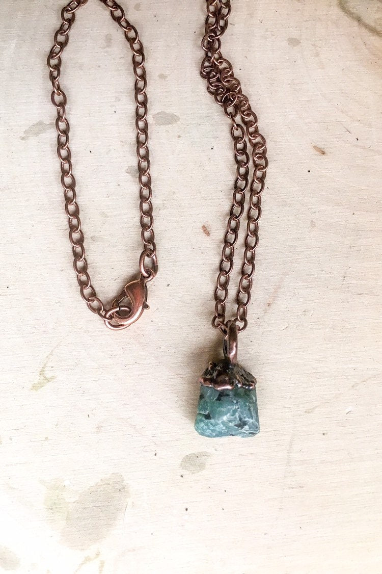 Raw Emerald Birthstone Pendant May Birthstone Jewelry Raw Layered Necklace Boho Necklace Jewelry Gift for HerBohemian Jewelry Blackbird & Sage Jewelry