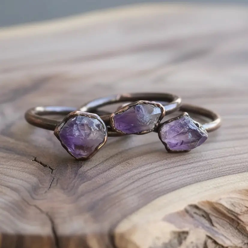 Raw Amethyst Ring: Electroformed Copper Jewelry