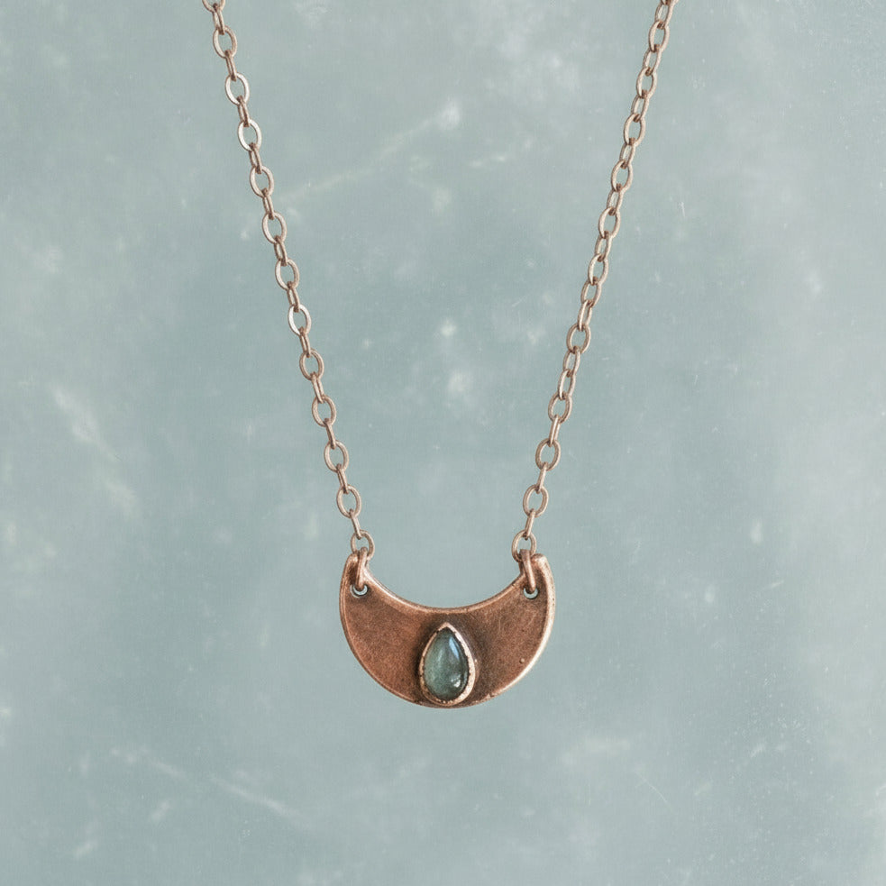 Labradorite Crescent Moon Necklace - Blackbird & Sage Jewelry