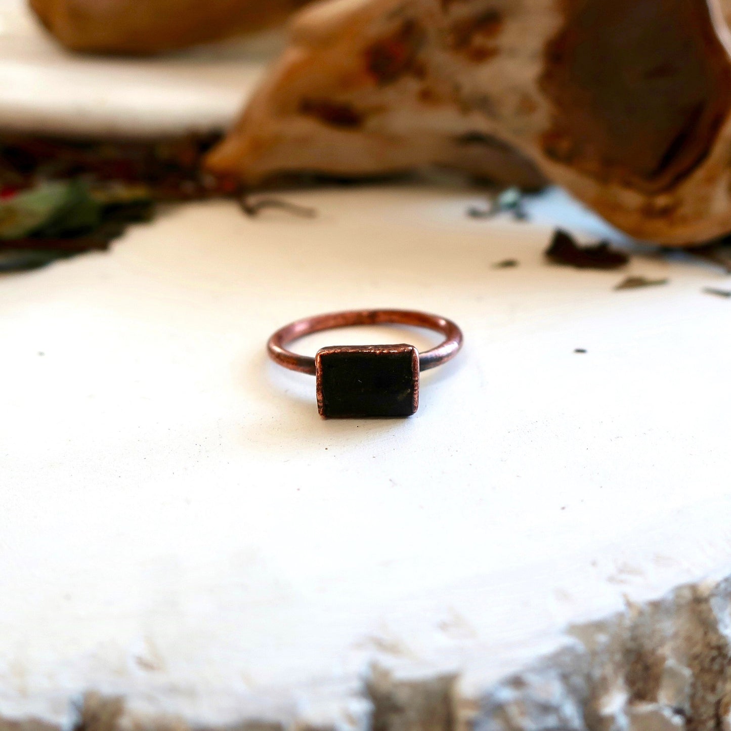 RAW Black Tourmaline Copper Ring, Black Tourmaline Ring, Electroformed Copper Jewelry, Protective Crystal Ring, Valentines Gift Blackbird & Sage Jewelry