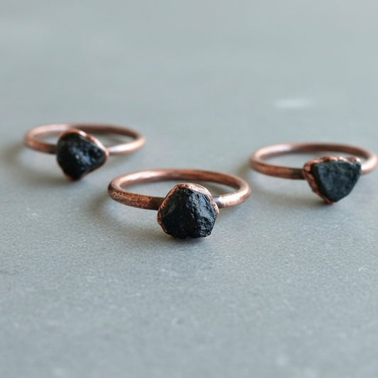 Raw Black Tourmaline Ring | Handmade by Blackbird & Sage