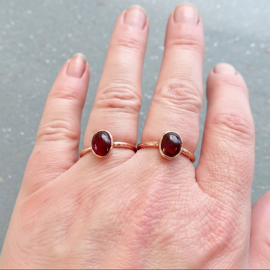Garnet Copper Ring - Boho | Handmade by Blackbird & Sage