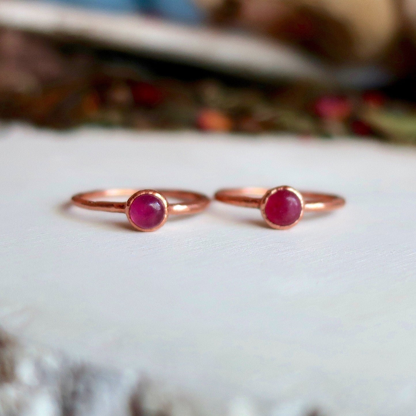 Ruby Stacking Ring, Copper Jewelry, July Birthstone, Electroformed Crystals, Bohemian, Boho, Gypsy Style Blackbird & Sage Jewelry