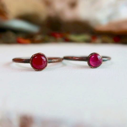 Ruby Stacking Ring, Copper Jewelry, July Birthstone, Electroformed Crystals, Bohemian, Boho, Gypsy Style Blackbird & Sage Jewelry