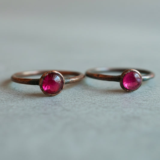 Ruby Stacking Ring, Copper Jewelry, July Birthstone, Electroformed Crystals, Bohemian, Boho, Gypsy Style Blackbird & Sage Jewelry