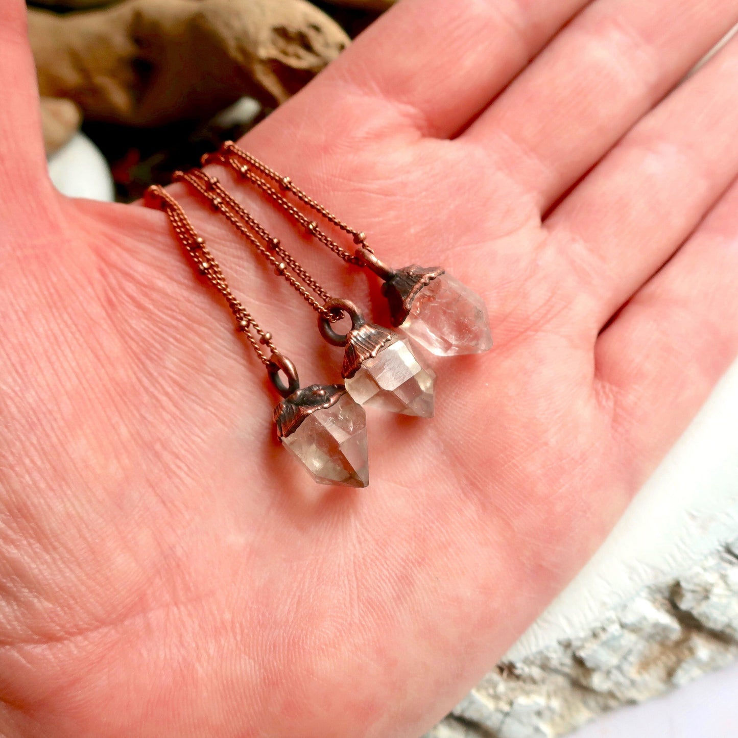 Raw Quartz Point Necklace, Quartz Jewelry, Crystal Pendant, Quartz Necklace, Rustic Jewelry, Copper and Crystals, Healing Stones Blackbird & Sage Jewelry