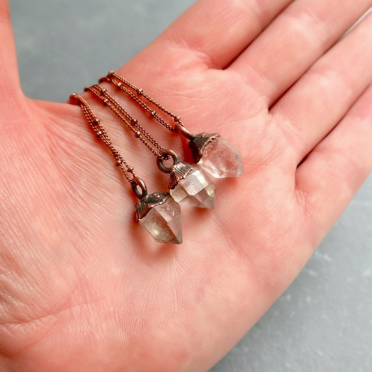 Raw Quartz Point Necklace, Quartz Jewelry, Crystal Pendant, Quartz Necklace, Rustic Jewelry, Copper and Crystals, Healing Stones Blackbird & Sage Jewelry