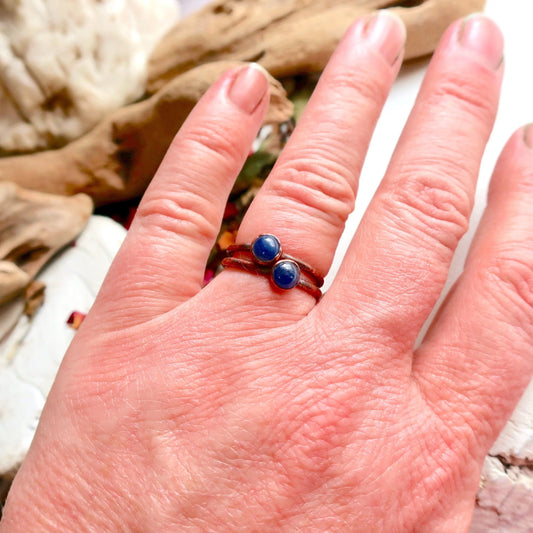 Blue Sapphire Ring Set in Electroformed Copper, Rustic Copper Jewelry, Sapphire Stacking Ring, September Birthstone Jewelry, Boho, Blackbird & Sage Jewelry