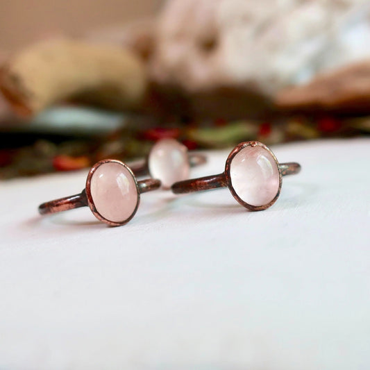 Rose Quartz Electroformed Ring, Rose Quartz Jewelry, Electroformed Ring, Electroform Crystal Jewelry, Valentines Gift Blackbird & Sage Jewelry
