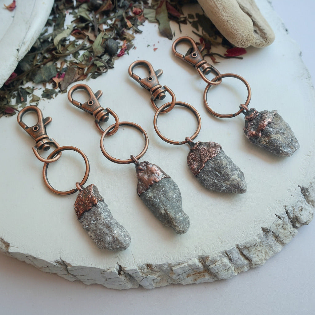 Raw Lepidolite Crystal Keychain, Lepidolite Raw Crystal Accessory, Electroformed Lepidolite Key Fob, Copper Key Chain Blackbird & Sage Jewelry
