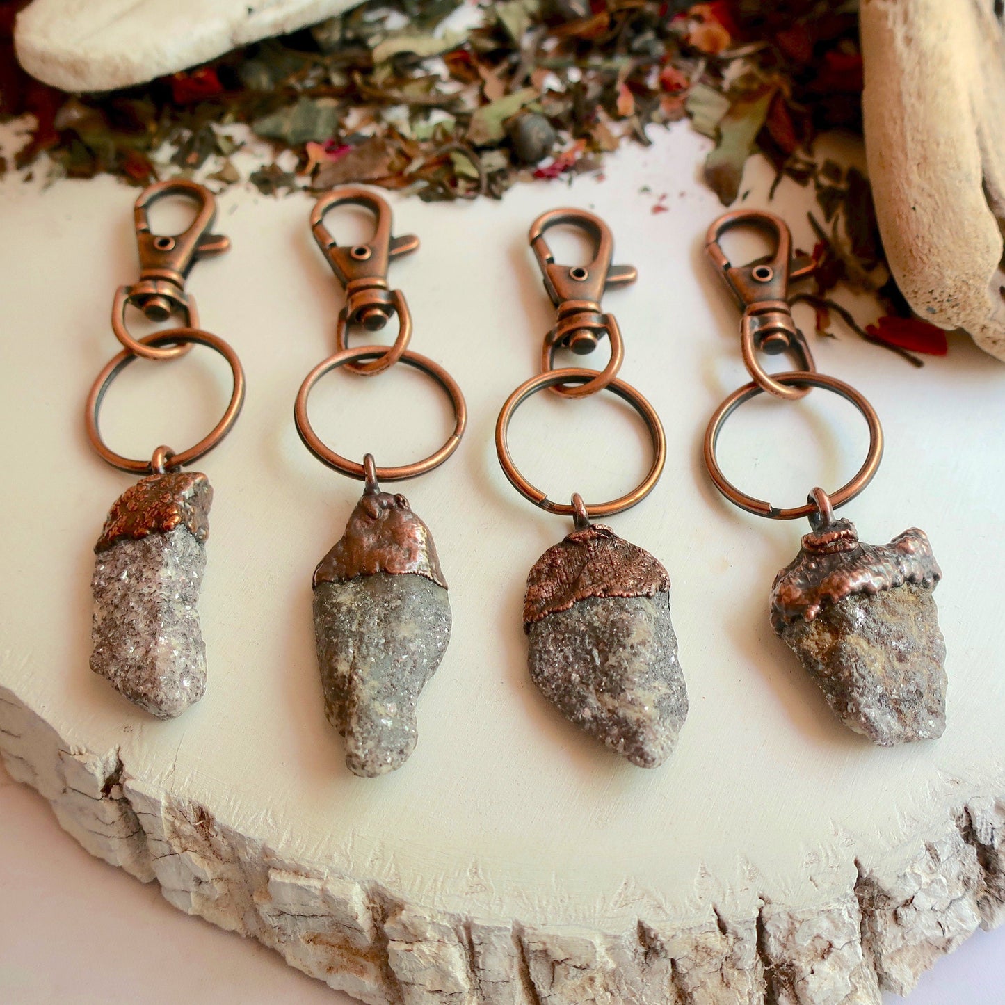 Raw Lepidolite Crystal Keychain, Lepidolite Raw Crystal Accessory, Electroformed Lepidolite Key Fob, Copper Key Chain Blackbird & Sage Jewelry