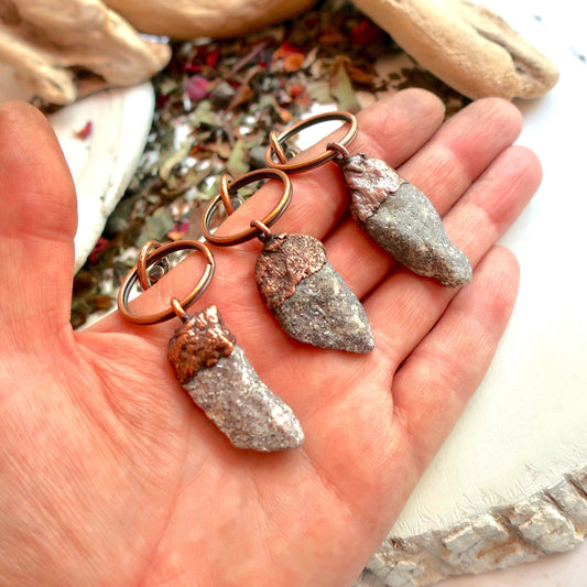 Raw Lepidolite Crystal Keychain, Lepidolite Raw Crystal Accessory, Electroformed Lepidolite Key Fob, Copper Key Chain Blackbird & Sage Jewelry