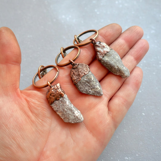 Raw Lepidolite Crystal Keychain, Lepidolite Raw Crystal Accessory, Electroformed Lepidolite Key Fob, Copper Key Chain Blackbird & Sage Jewelry