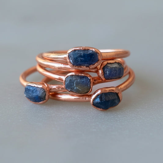 Dainty Raw Sapphire Stacking Ring - Blackbird & Sage Jewelry