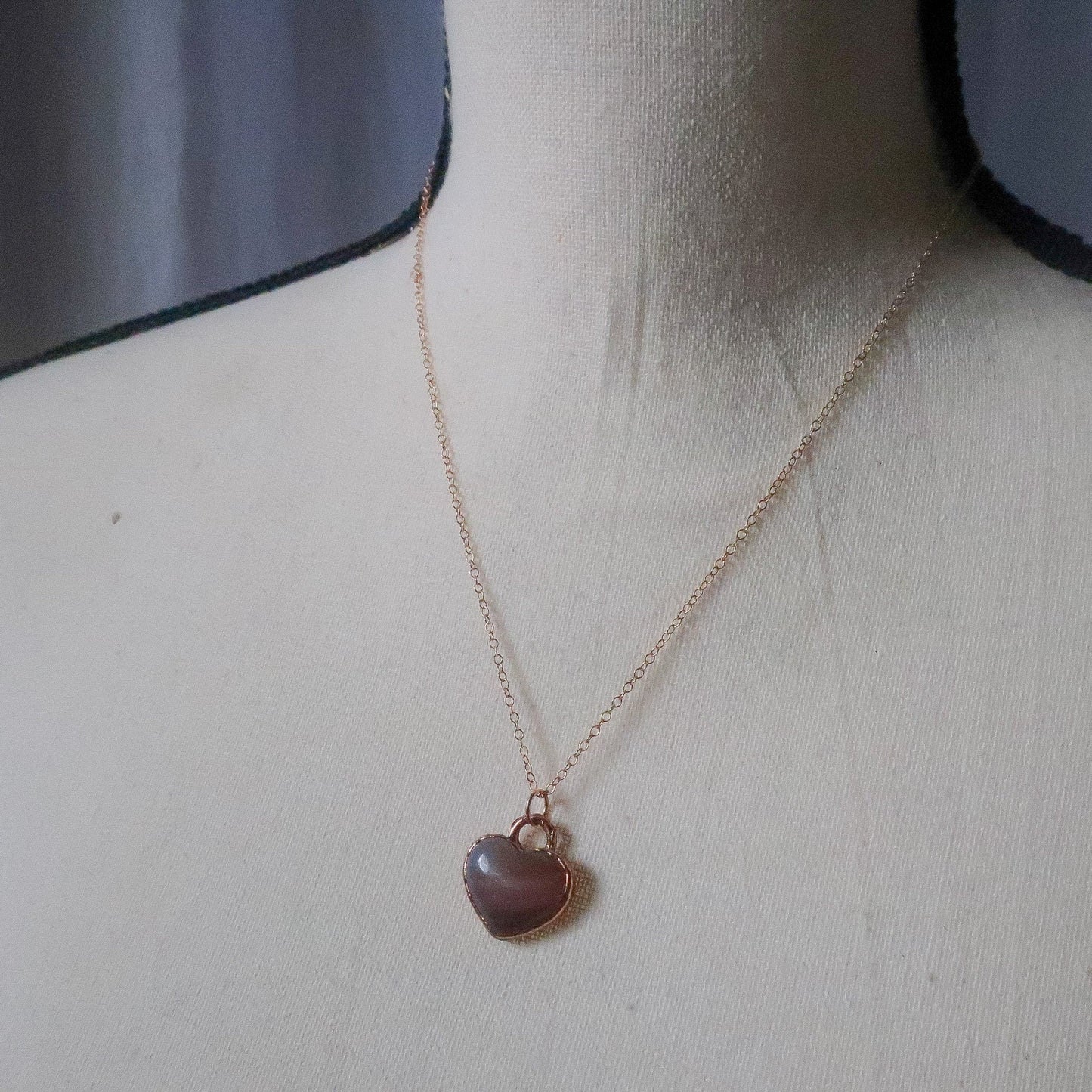 Small Carnelian Heart in Electroformed Copper with Rose Gold Fill Necklace, Carnelian Crystal Jewelry, Small Necklace, Boho Copper Jewelry Blackbird & Sage Jewelry