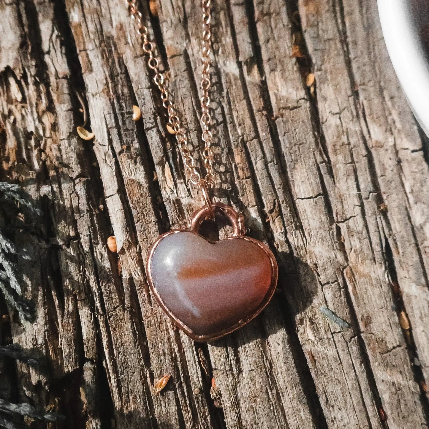 Small Carnelian Heart in Electroformed Copper with Rose Gold Fill Necklace, Carnelian Crystal Jewelry, Small Necklace, Boho Copper Jewelry Blackbird & Sage Jewelry