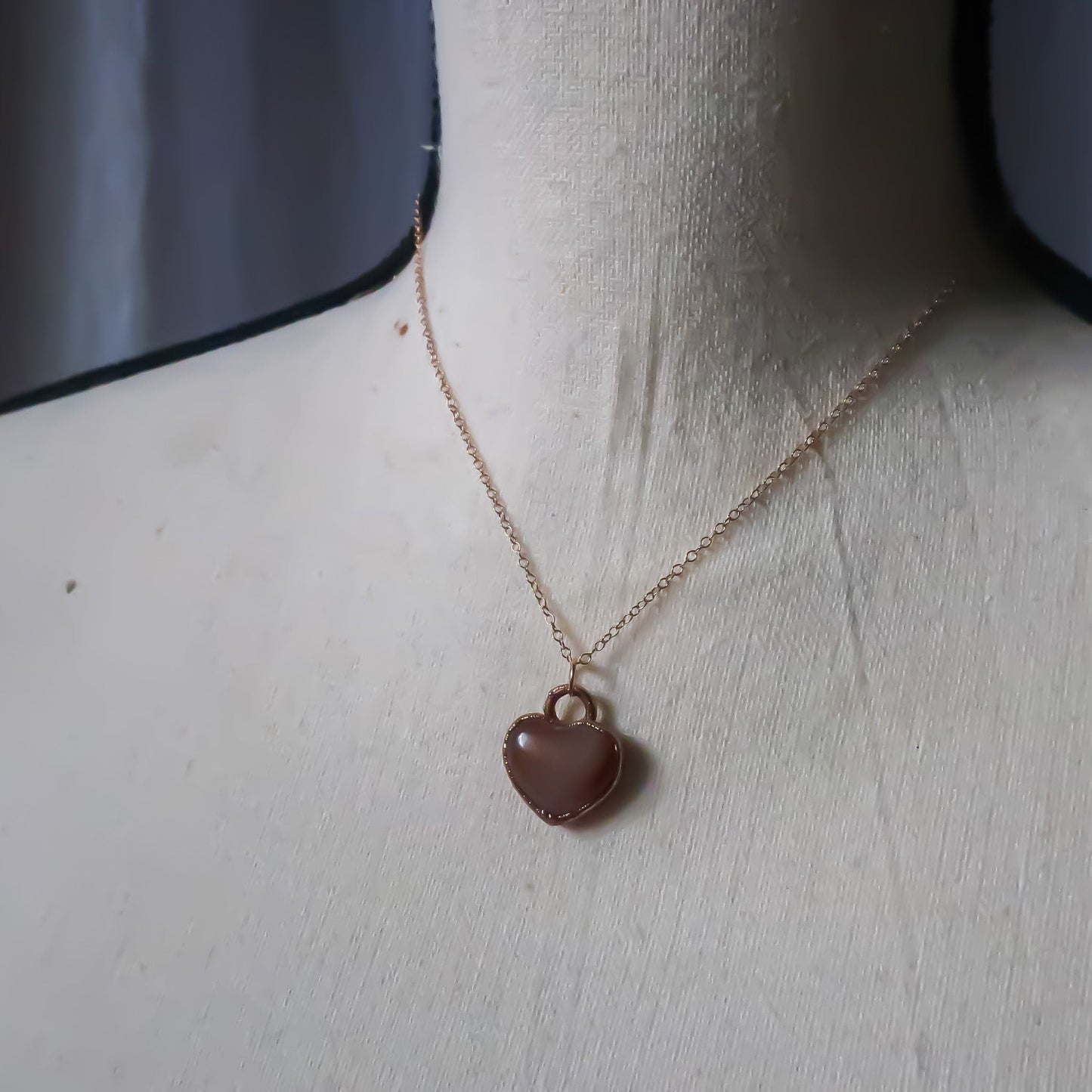Small Carnelian Heart in Electroformed Copper with Rose Gold Fill Necklace, Carnelian Crystal Jewelry, Small Necklace, Boho Copper Jewelry Blackbird & Sage Jewelry