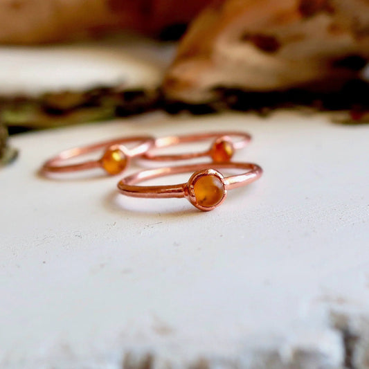 Dainty Amber Ring in Copper for Bohemian Elegance Blackbird & Sage Jewelry