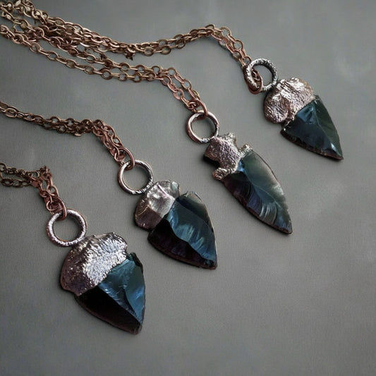 Obsidian Arrowhead Necklace Copper | Grounding Healing Crystal Jewelry for Balance & Protection Blackbird & Sage Jewelry