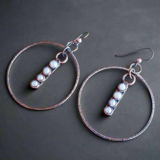 Bohemian Pearl Hoop Earrings in Mixed Metals Design Blackbird & Sage Jewelry