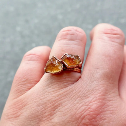 Raw Citrine Ring November Raw Birthstone Jewelry Electroformed Citrine and Ring Jewelry Gift for Her Bohemian Jewelry, Valentines Gift
