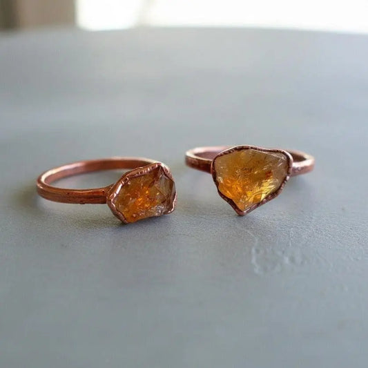 Raw Citrine Ring November Raw Birthstone Jewelry Electroformed Citrine and Ring Jewelry Gift for Her Bohemian Jewelry, Valentines Gift