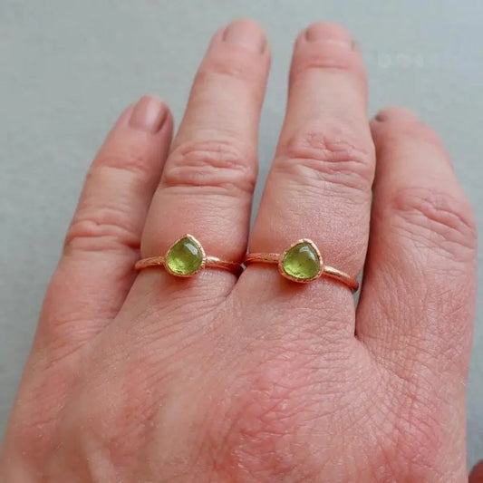 Electroformed Copper Peridot Ring: August Birthstone Jewelry, Crystal Jewelry Gift, Holiday Present For Her - BlackbirdSageStudio