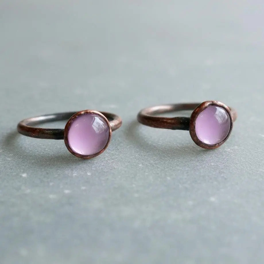 Amethyst Ring Lavender, Electroformed Copper, Bohemian Jewelry, February Birthstone, Statement Ring - BlackbirdSageStudio